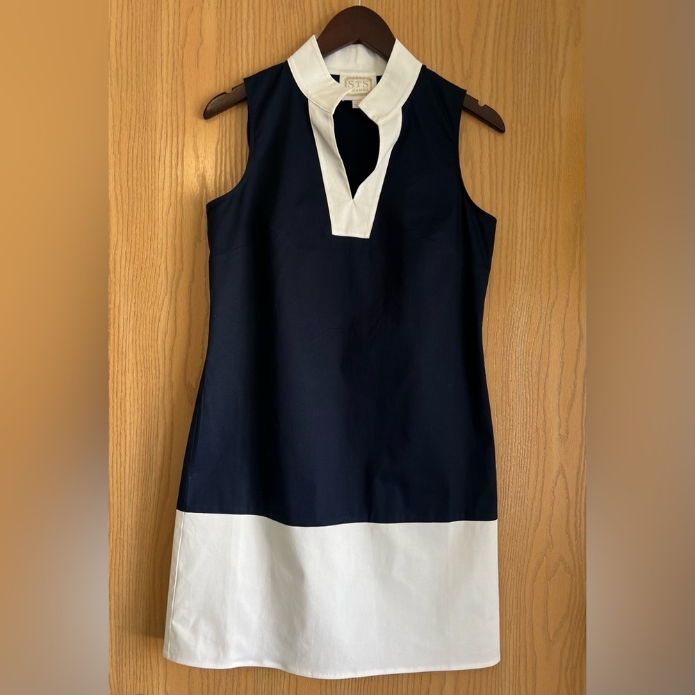 STS Sail to Sable | SZ S | Navy White Colorblock Sleeveless Dress | Nautical